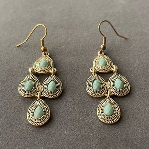 Turquoise Beaded Dangle Earrings